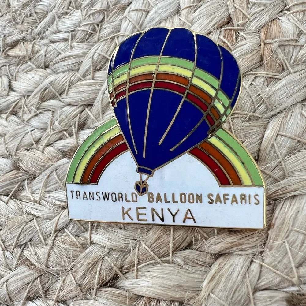 Vintage Trans Rainbow Kenya Pin Enamel Hot Air Ballon